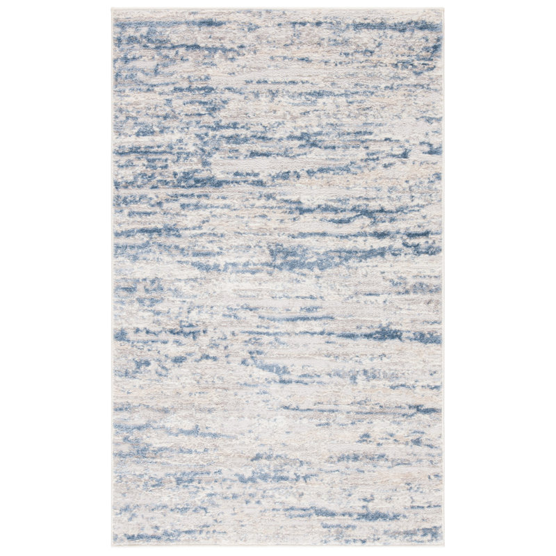Highland Dunes Granada Machine Woven / Power Loomed Ivory/Blue Rug